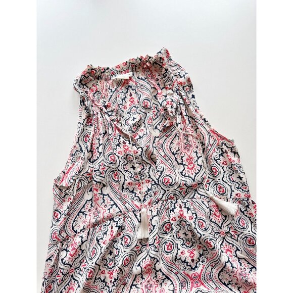 CLUB MONACO Whiite Printed Silk Crepe Ruffle Tiered A-Line Maxi Dress, Size 0 - Picture 6 of 15